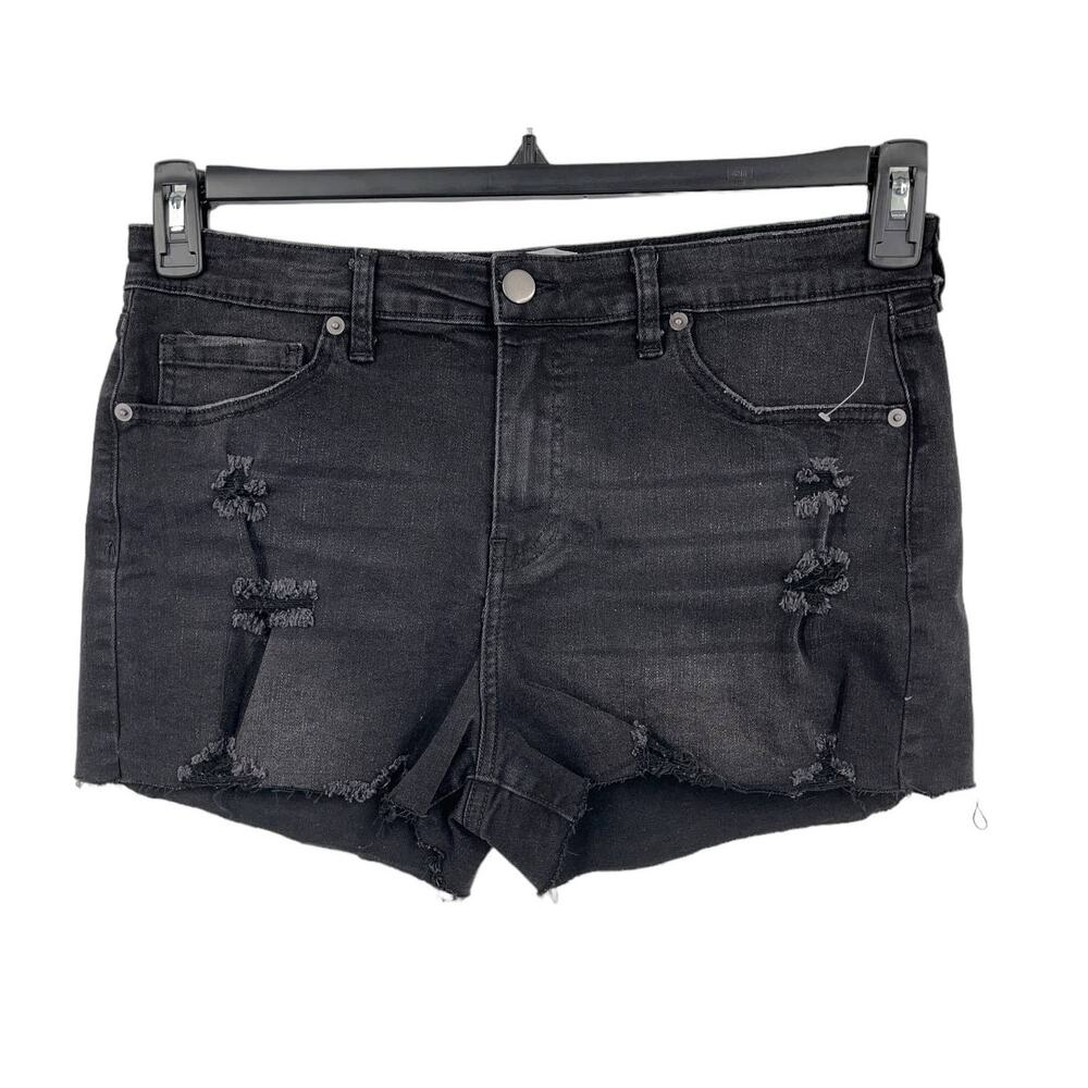 Abound shorts denim mid rise cutoff distressed black size 33